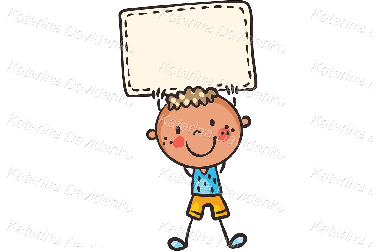 Happy childrens holding blank signs, a Person Illustration by Bubert Art (Photo 7 of 10)