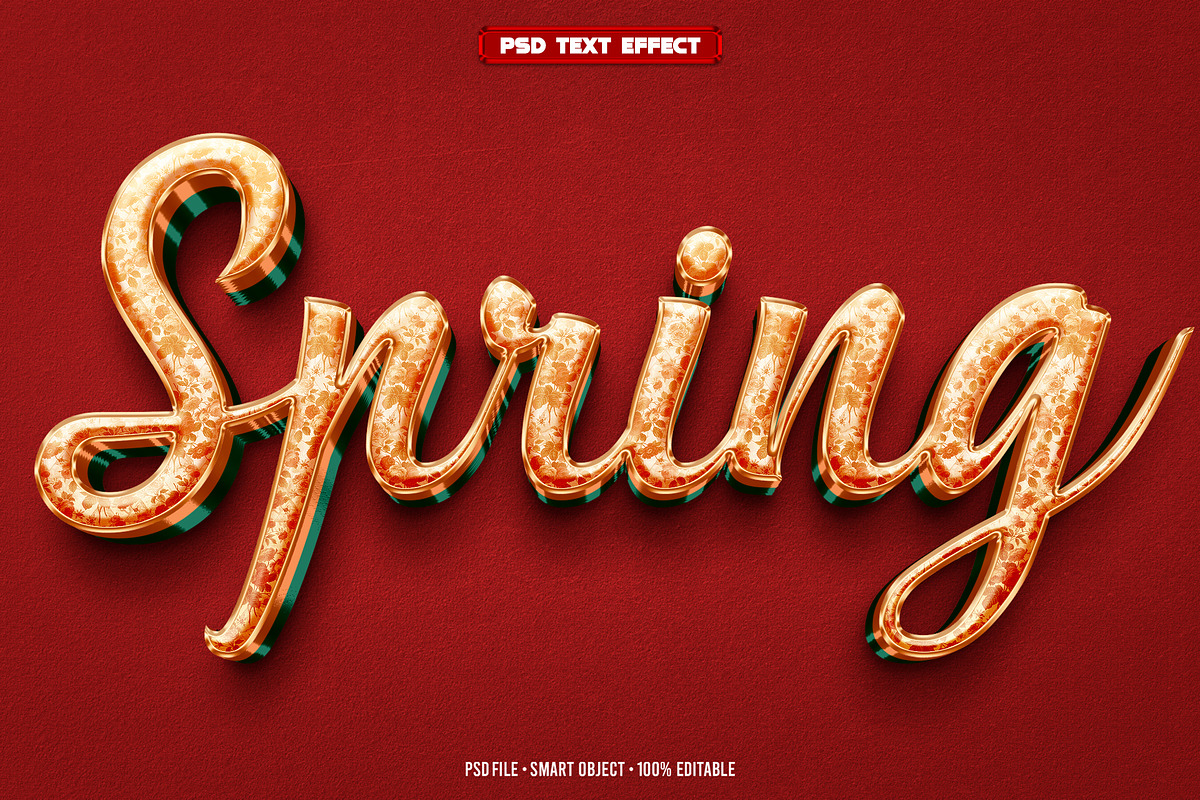 Spring 3D editable text effect, a Layer Style Add-On by Hello Muh (Photo 1 of 2)