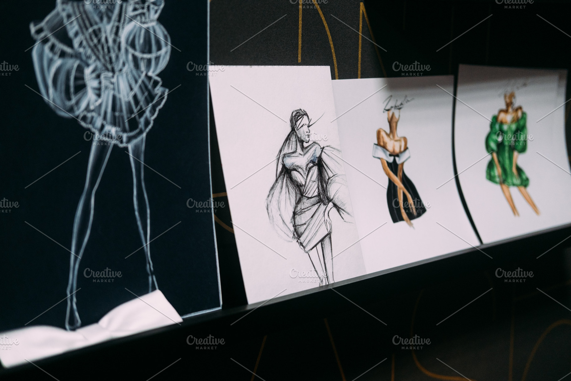 Fashion illustration design sketch model dresses, a Beauty & Fashion Photo by Photo Drive Studio