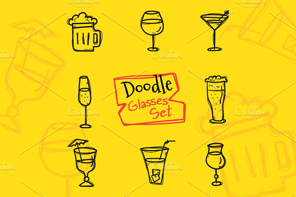 8 Doodle Icons. Drinks