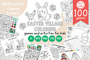 Easter village coloring games, an Education Illustration by Lexi Claus (Thumbnail 1 of 16)