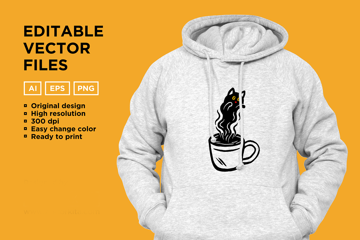Coffee Cat, an Animal Illustration by Mangustudio (Photo 3 of 3)