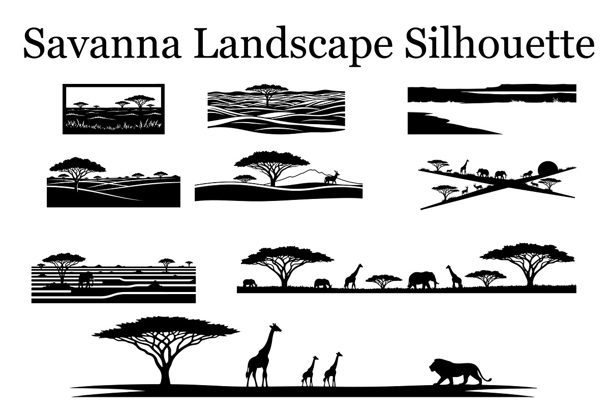 Abstract Savanna Scenery Silhouette, a Graphic by Artivon (Photo 1 of 13)