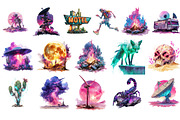 Neon Purple Space Clipart Set, a Technology Illustration by InkyQueenArt (Thumbnail 4 of 5)