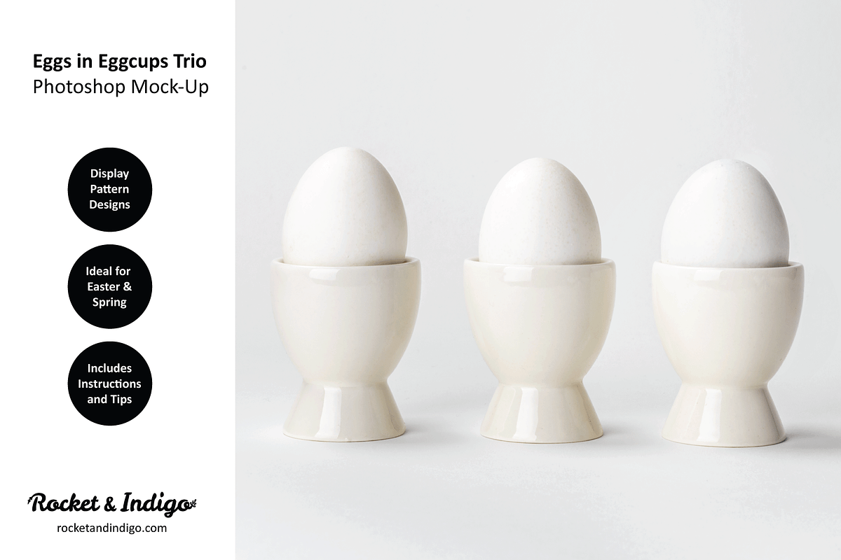 Eggs +Eggcups Trio Photoshop Mock-Up, a Cups & Container Mockup by Rocket & Indigo (Photo 2 of 2)