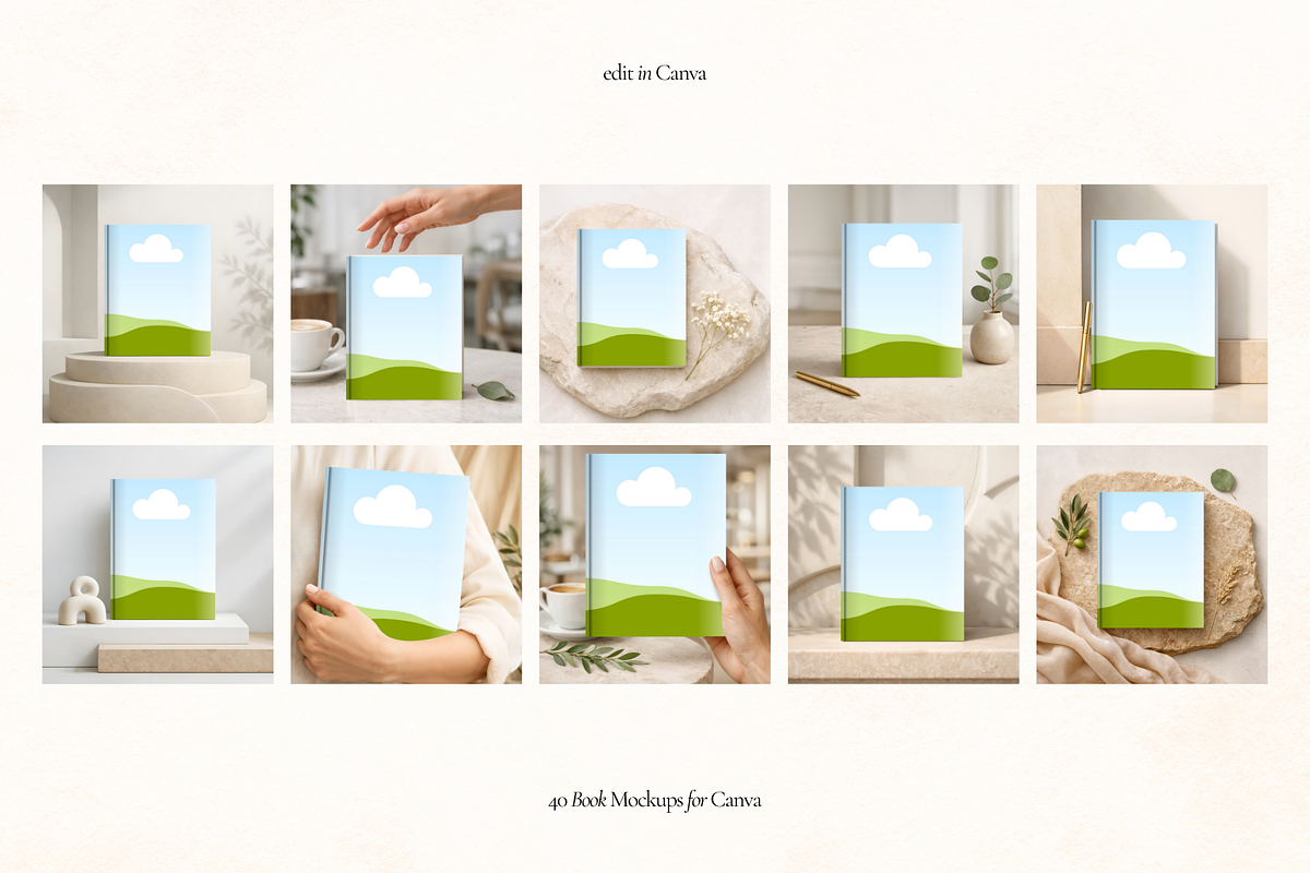 40 Book Cover Mockups for Canva, a Books & Magazine Mockup by Matisse Studio (Photo 8 of 9)