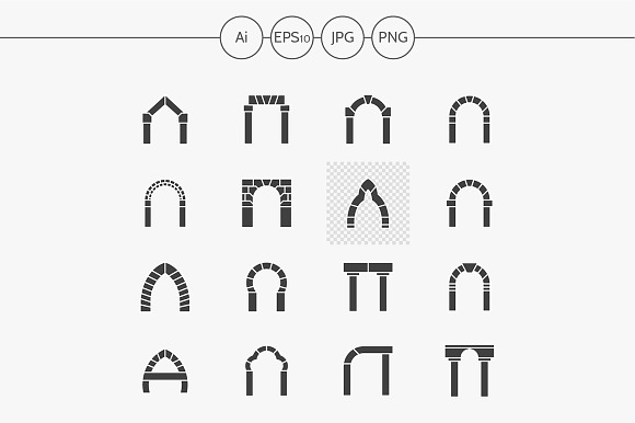 Black vector icons set of arches preview 2