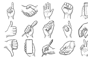 Hand Gesture Icons, an Object Graphic by nikagraphic