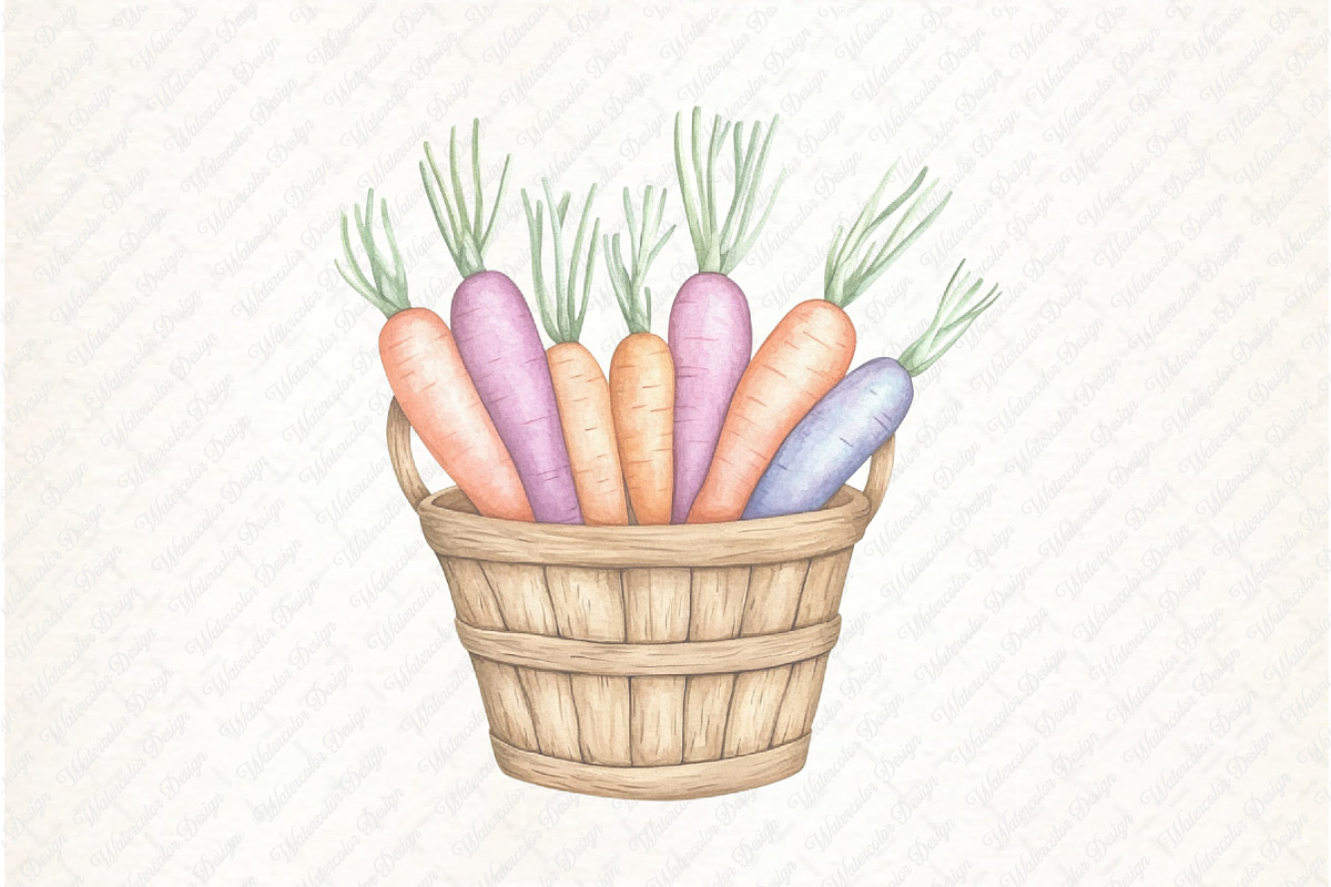 Spring Carrots Rabbit Clipart, an Illustration by Watercolor design (Photo 8 of 12)