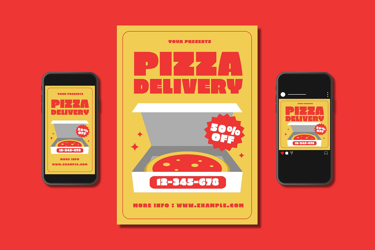 Pizza Delivery Flyer Set, a Flyer Template by Patria Ari (P4tcreativa) (Photo 1 of 4)
