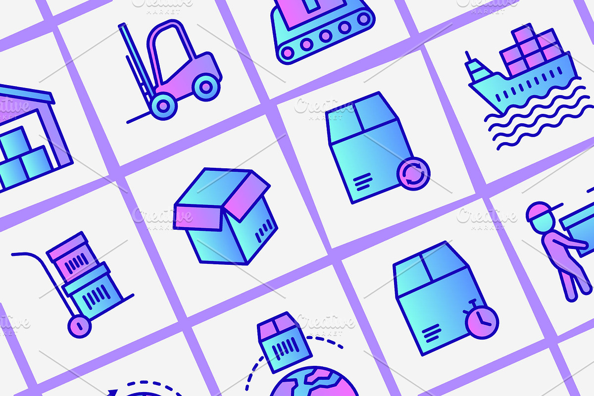 Logistics | 16 Thin Line Icons Set, an Outline Icon by Alex Blogoodf (Photo 9 of 12)