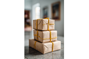 A closeup view of a stack of beige, a Holiday Photo by ZinetroN