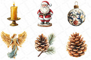Watercolor Vintage Old Christmas Cli, an Illustration by DreamPrint404 (Thumbnail 2 of 6)