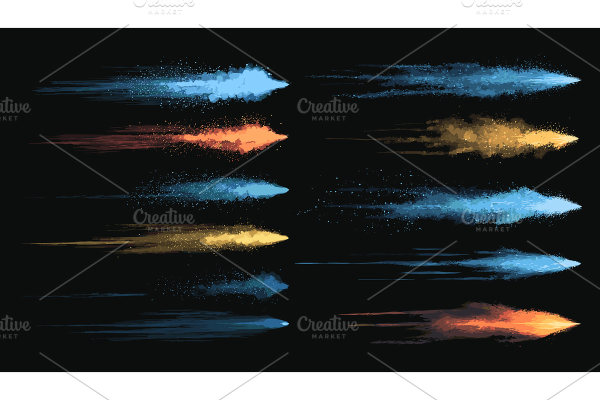Color flying dust. Multicolor powder, an Illustration by Stock-Smart-Start