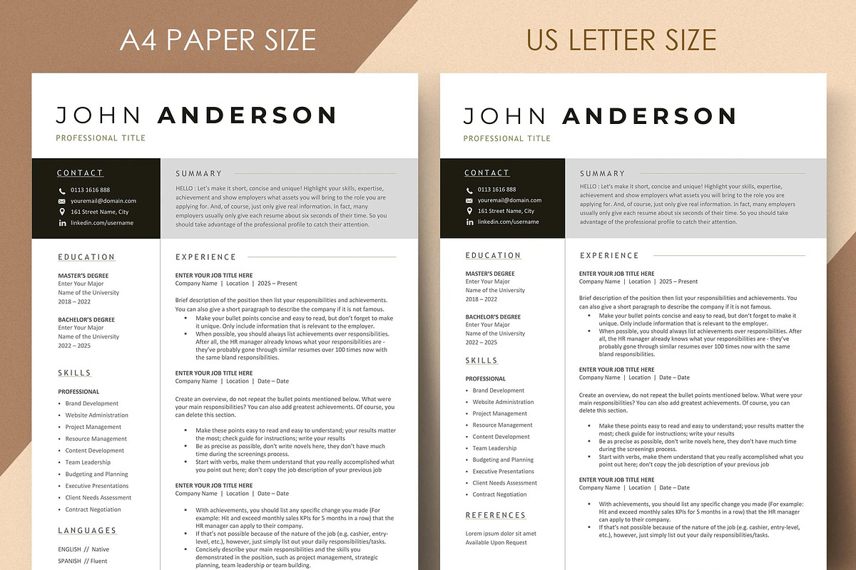 Modern Resume Template CV Design, a Resume Template by resumetemplathttps://d3es (Photo 6 of 9)