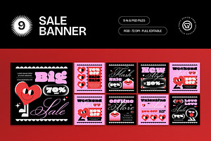 Black Pink Valentine Sale Banner, an UI Kit Template by graphicook