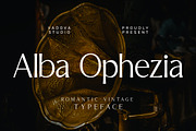Alba Ophezia Romantic Vintage Font, a Sans Serif Font by Vadovastd (Thumbnail 1 of 8)