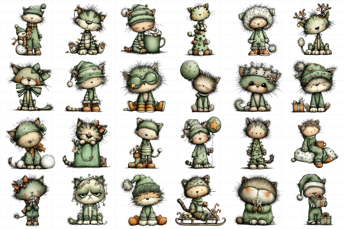 Christmas Cat Clipart Bundle, an Illustration by Daily.Designs (Photo 4 of 5)