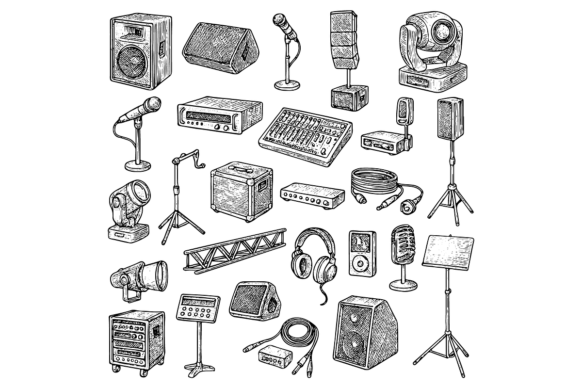 Audio Stage Equipment Illustration, an Object Graphic by nikagraphic