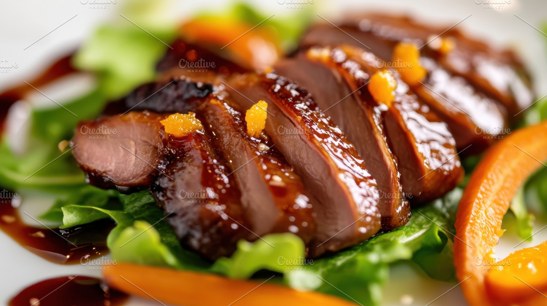 Tasty duck on fresh greens, a Photo by Beautiful things