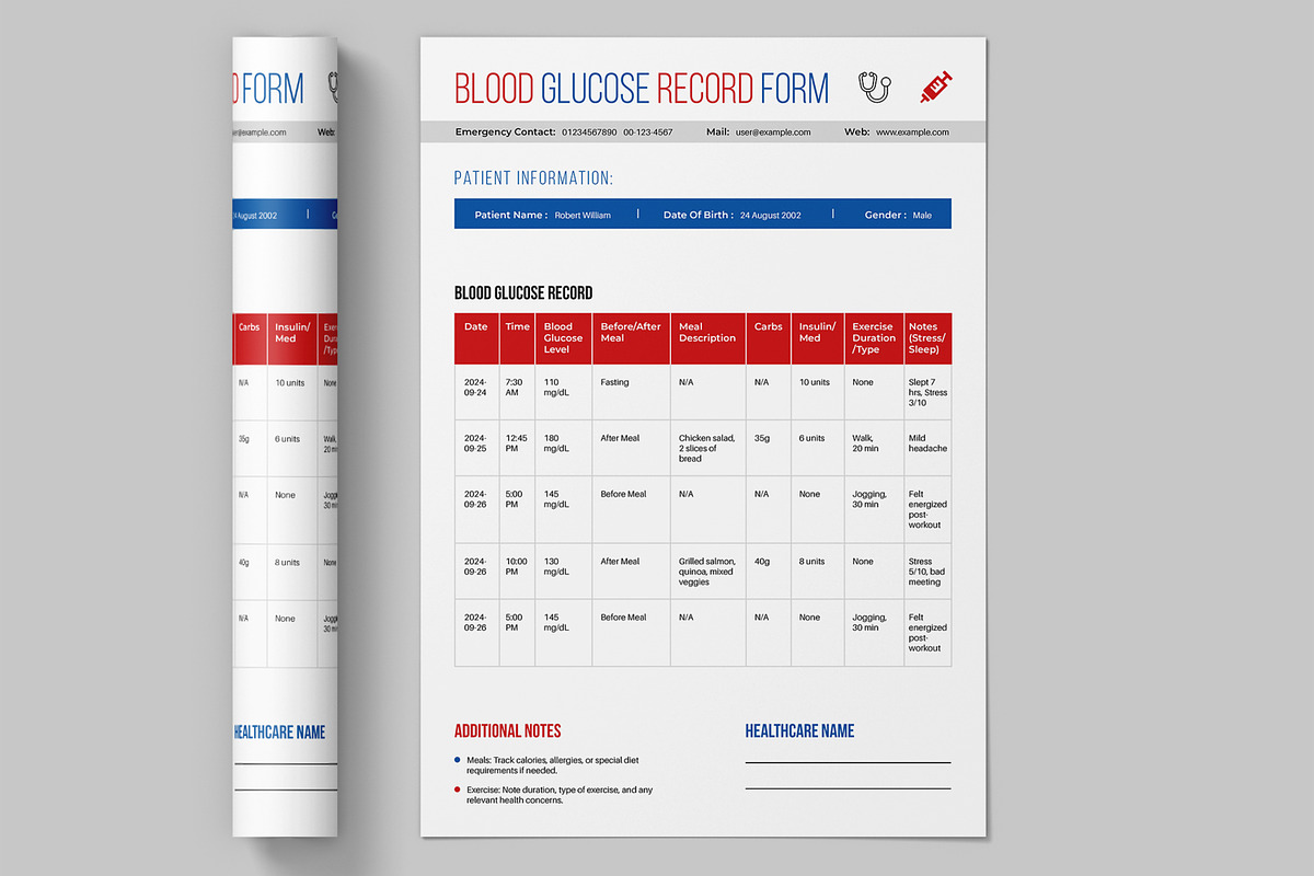 Blood Glucose Record Form Template, a Stationery Template by ContestDesign (Photo 3 of 3)