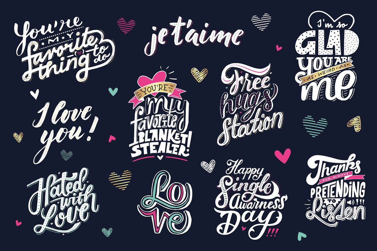 Love lettering | Valentine's Cards, a Graphic by Alexandra Deus (Photo 2 of 5)