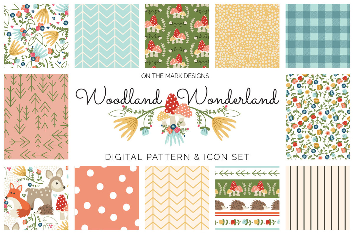 Woodland Wonderland Patterns & Icons, an Animal Illustration by On the Mark Designs (Photo 1 of 8)