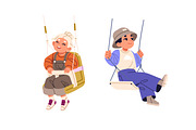 Happy kids swinging on rope swings, a Person Illustration by PaperTrident (Thumbnail 2 of 5)