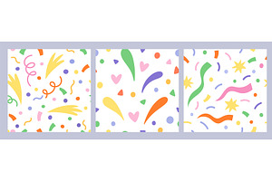 Confetti seamless patterns. Party, an Object Illustration by YummyBuum