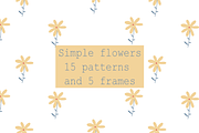 Simple flowers patterns and frames, a Pattern Graphic by Daria Balaeva (Thumbnail 1 of 9)