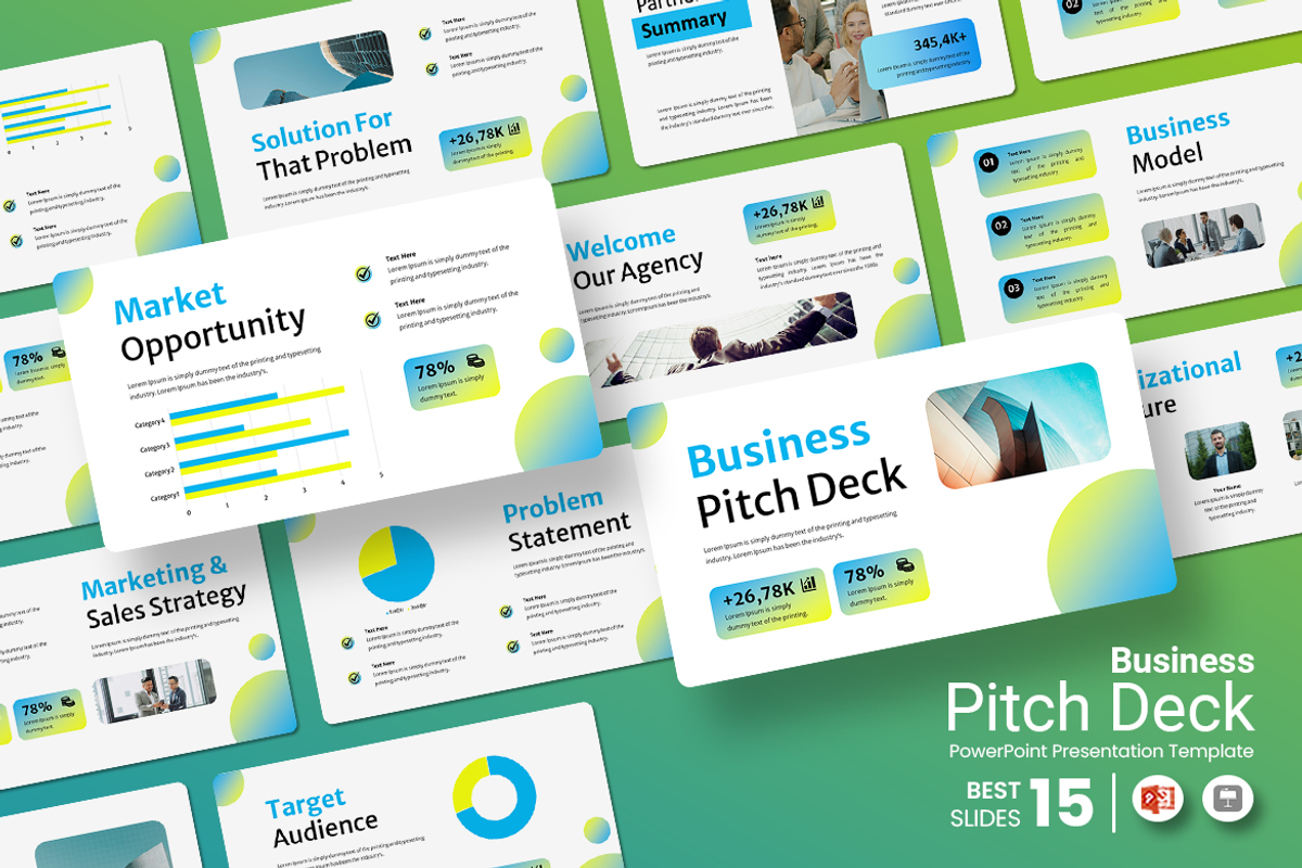 Business Pitch Deck - PowerPoint, a Presentation Template by Iqsiart Studio (Photo 1 of 3)