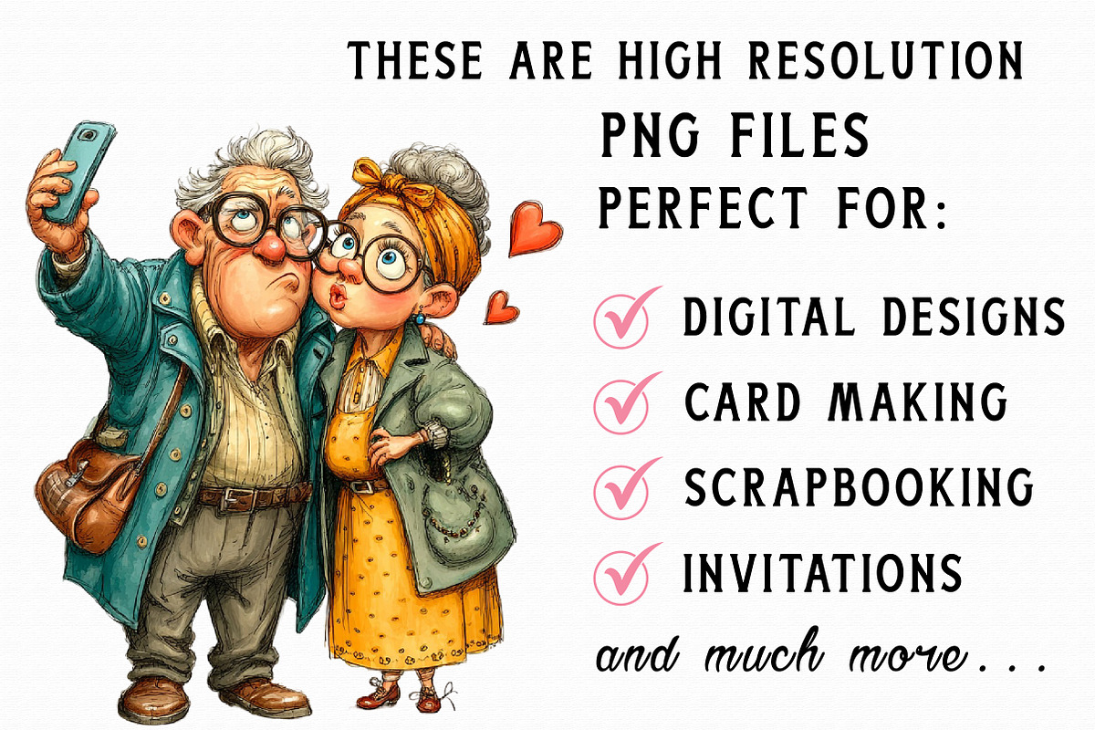 Whimsical Valentine Old Couple Clipa, an Illustration by Libby Wishes (Photo 7 of 7)