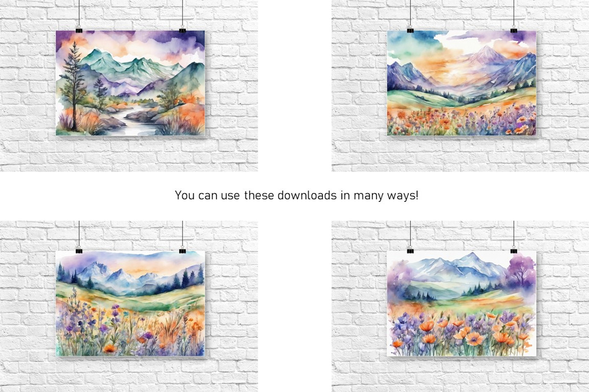 Watercolor Mountain Landscapes Set 5, a Decorative Illustration by Kat's Artful Creations (Photo 2 of 10)