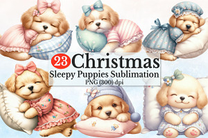Watercolor Sleepy Puppies Collection