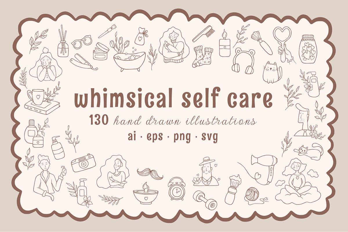 Whimsical self care set. Me time, a Healthcare Illustration by soboleva alya (Photo 1 of 16)