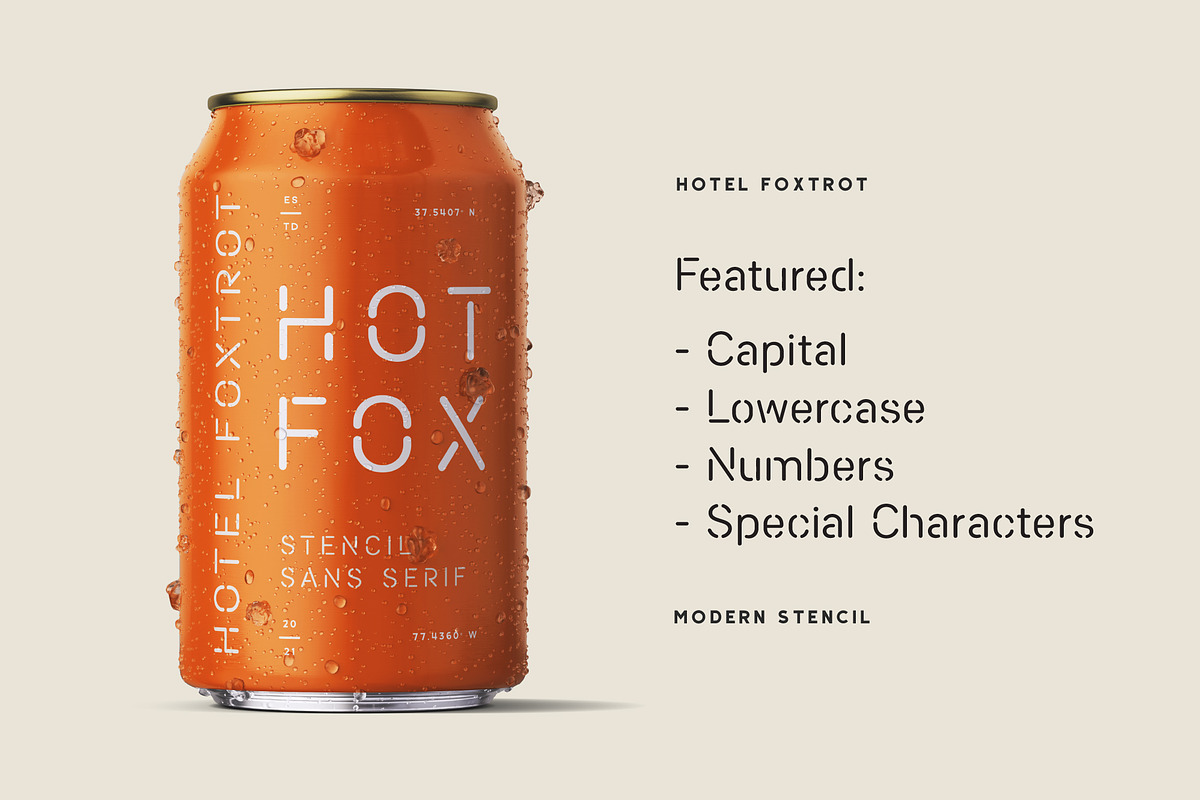 Hotel Foxtrot - Modern Stencil, a Font by Creative Type (Photo 2 of 9)