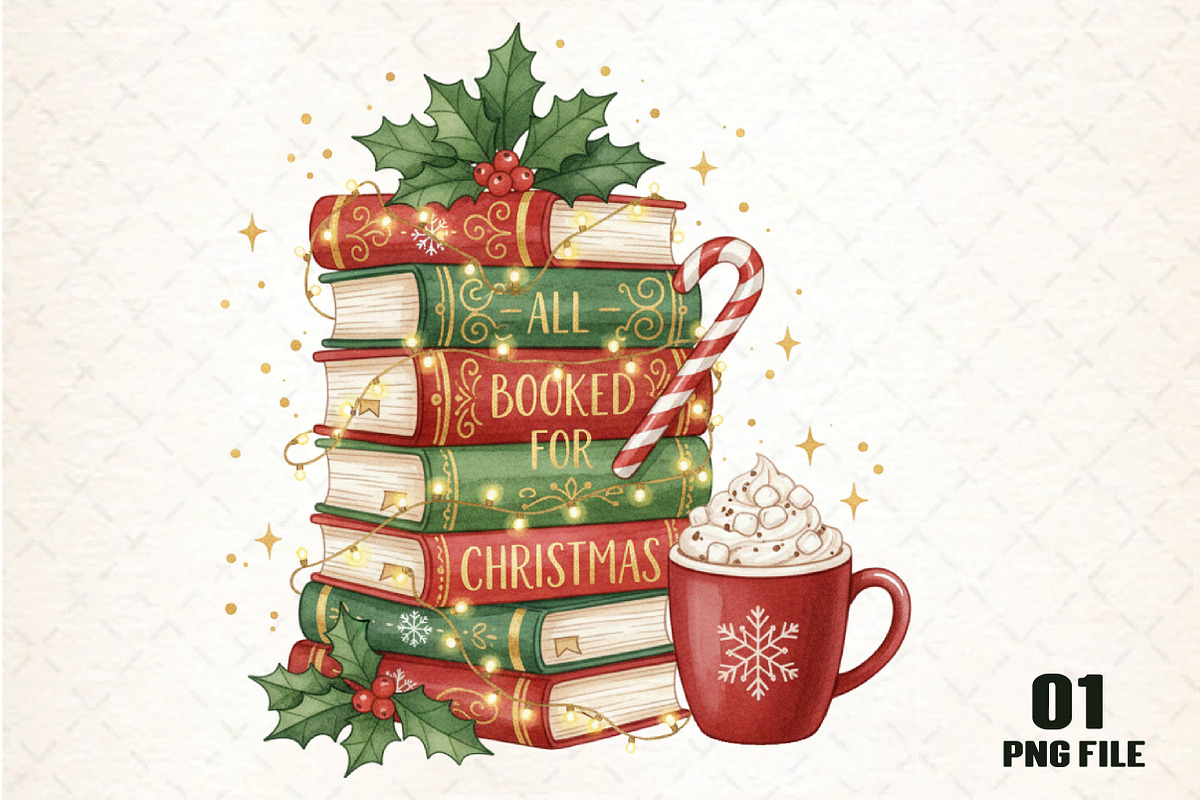 All Booked for Christmas PNG Clipart, an Illustration by DreamCafeArt (Photo 1 of 5)