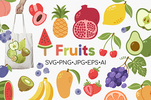 Fruits And Berries Cartoon, a Food Illustration by Anntre