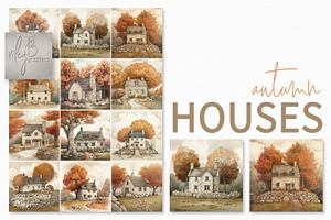 Autumn Houses Illustrations