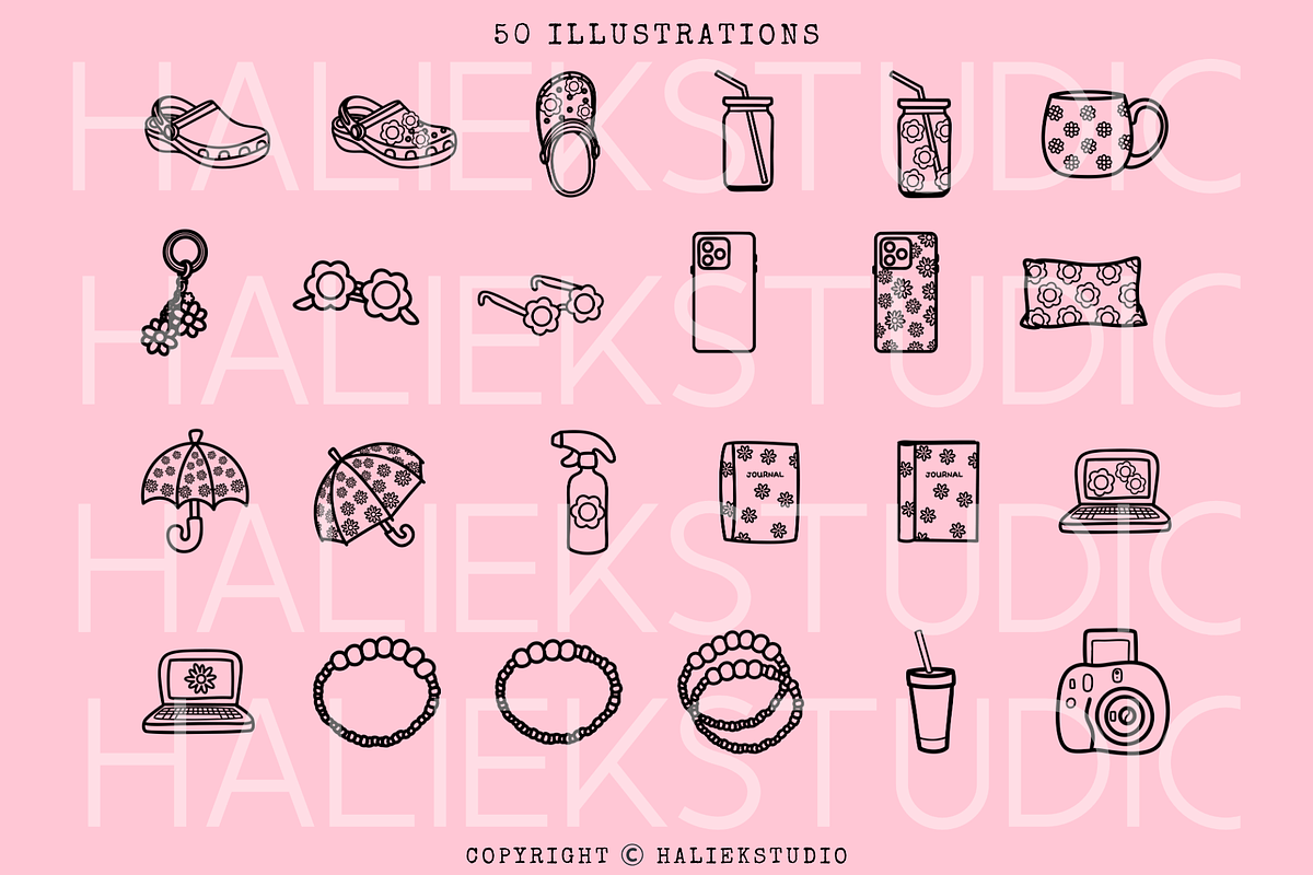 Girly Aesthetic Icons SVGs, a Decorative Illustration by HalieKStudio (Photo 2 of 9)