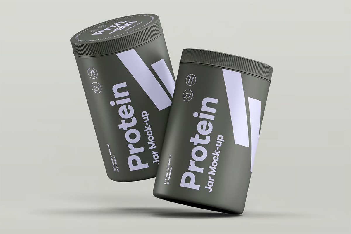 Protein Tall Jar Mock-up, a Packaging Mockup by zippypixelstudio (Photo 3 of 12)