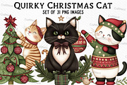 Quirky Christmas Cat Clipart, an Illustration by Craft Nest (Thumbnail 1 of 6)