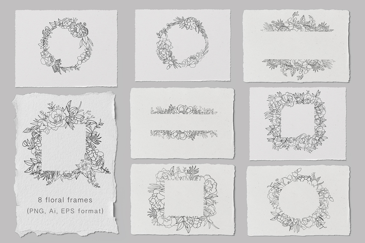 Elegant floral collection.Line art, a Decorative Illustration by Vera●Suleimanova (Photo 12 of 15)