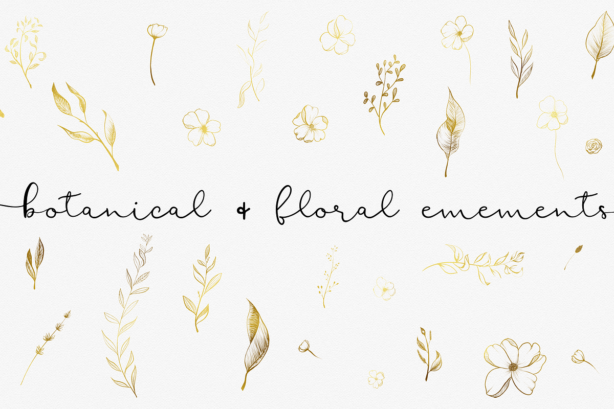 GOLD & BLACK INK BOTANICAL FLORALS, an Illustration by Wooly Pronto (Photo 8 of 9)