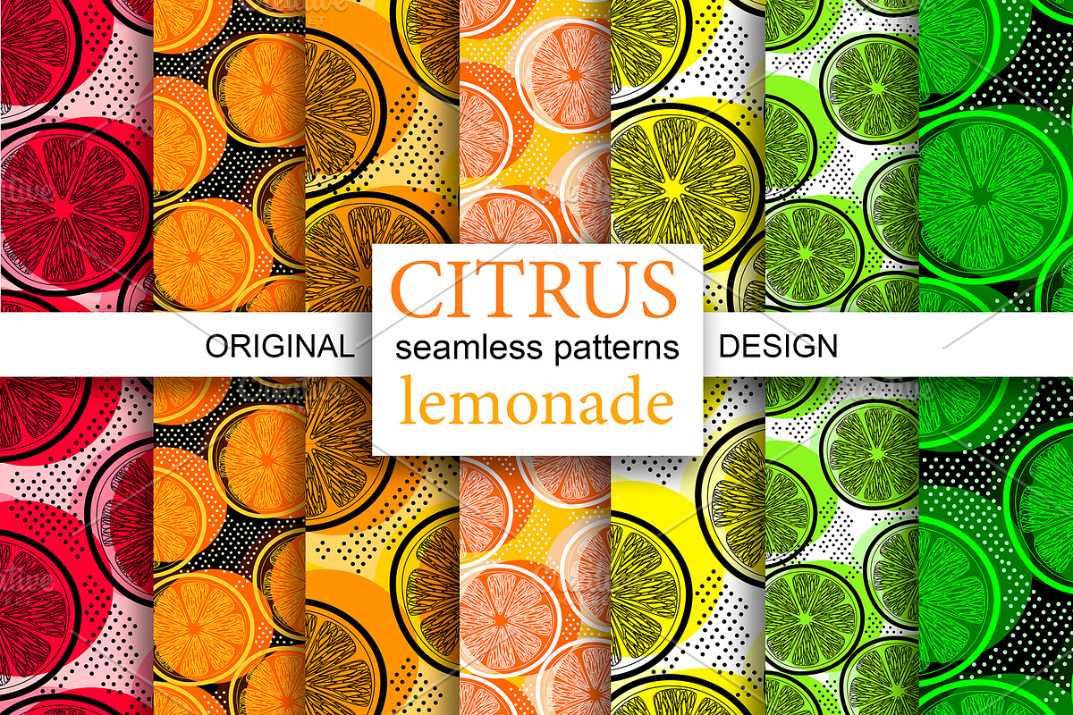 CITRUS lemonade patterns, a Pattern Graphic by Retro Graphic Box (Photo 1 of 6)