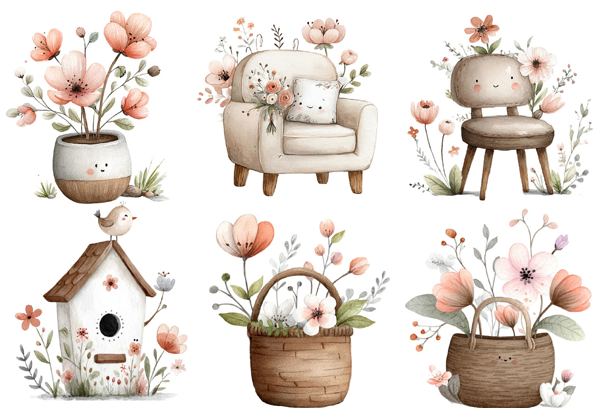 Spring Bloom Watercolor Clipart, an Illustration by Designworld (Photo 5 of 6)