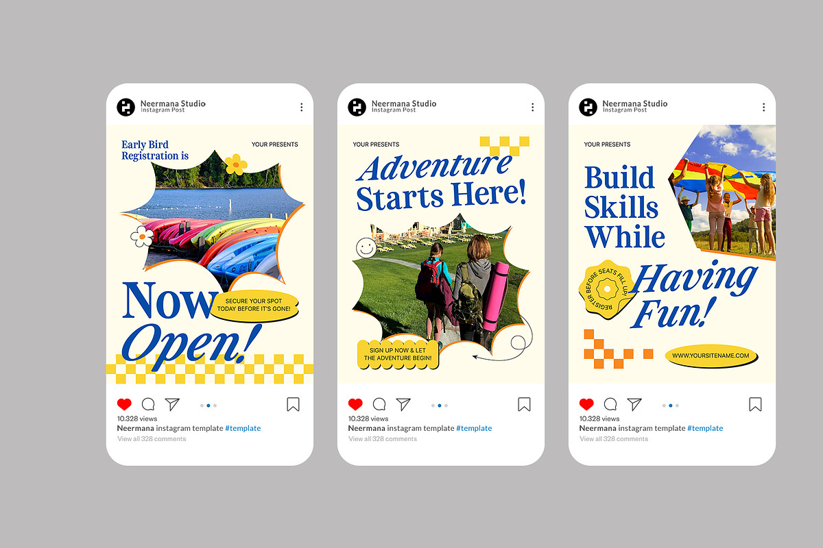 Retro Summer Camp Instagram Post, a Social Media Template by Neermana (Photo 2 of 4)