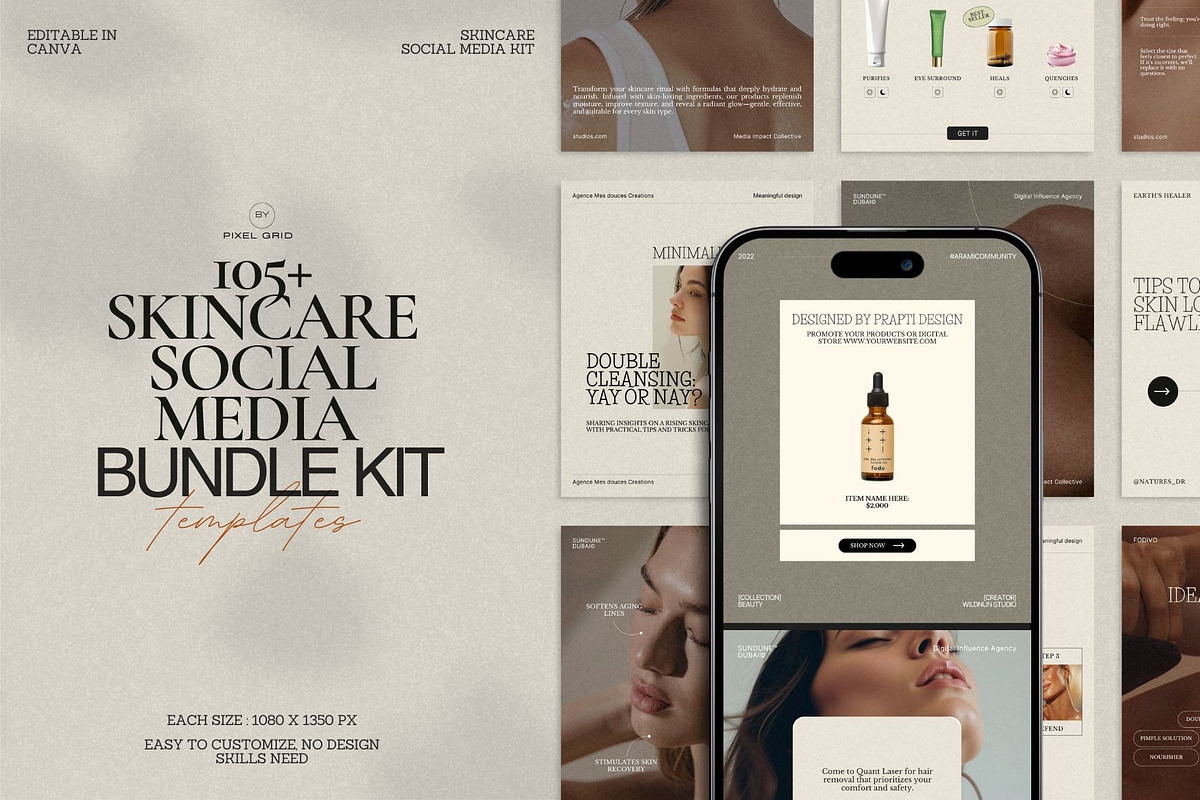 Soft Skincare Canva Post Bundle