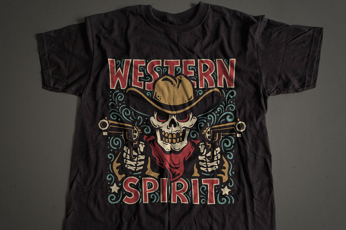 Western Cowboy Skull Print, a Decorative Illustration by Agor2012 shop (Photo 3 of 8)