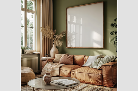 Mockup Frame in Living Room Interior, an Architecture Photo by GFXCity